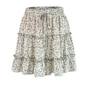 6885 Flowy Summer Short Skirts for Teens High Waist Ruffle Mini Skirt Ditsy